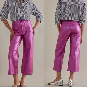 Anthropologie | Maeve The Colette Cropped Wide Leg Faux Leather Pant 28Tall